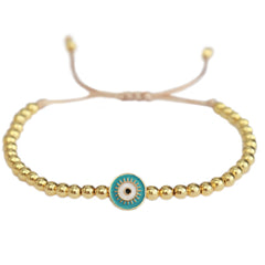 Armband evil eye goud blauw