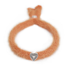 Armband fluffy abrikoos zilver