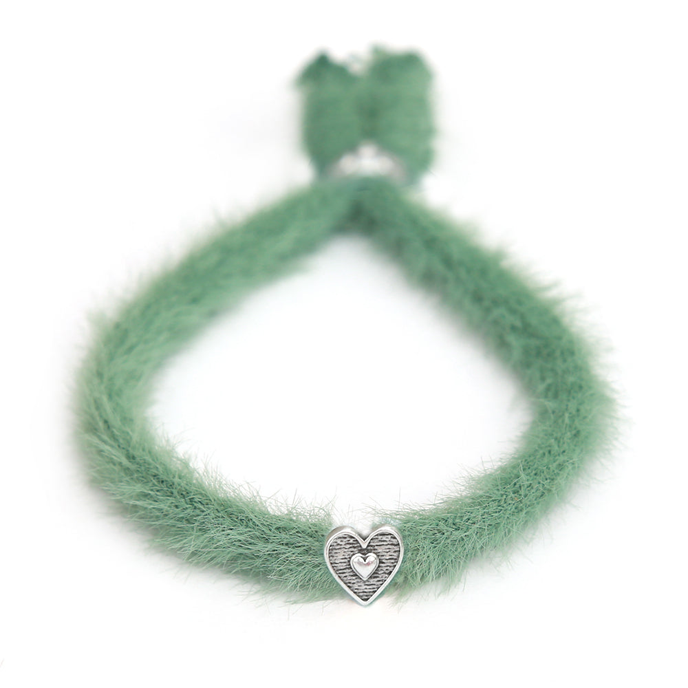 Bracelet fluffy green silver