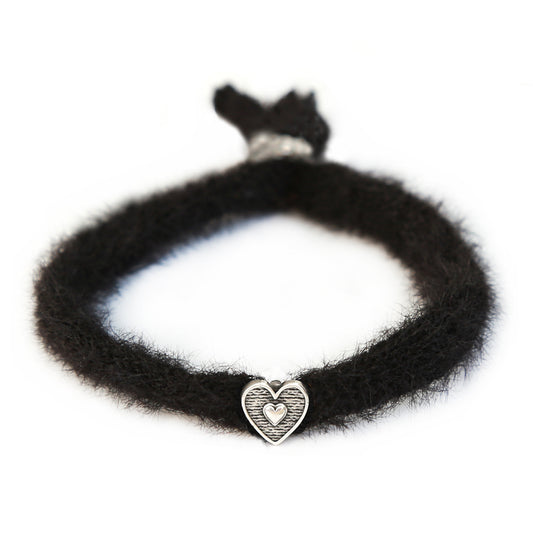 Armband flauschig schwarz silber