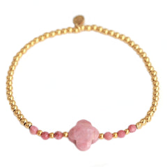 Bracelet facette trèfle vieux rose