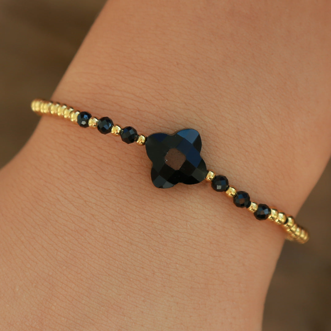 Bracelet facet clover black