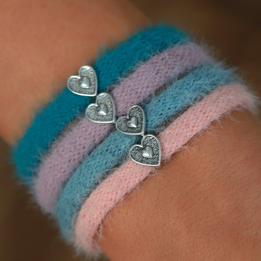 Armband fluffy blauw zilver