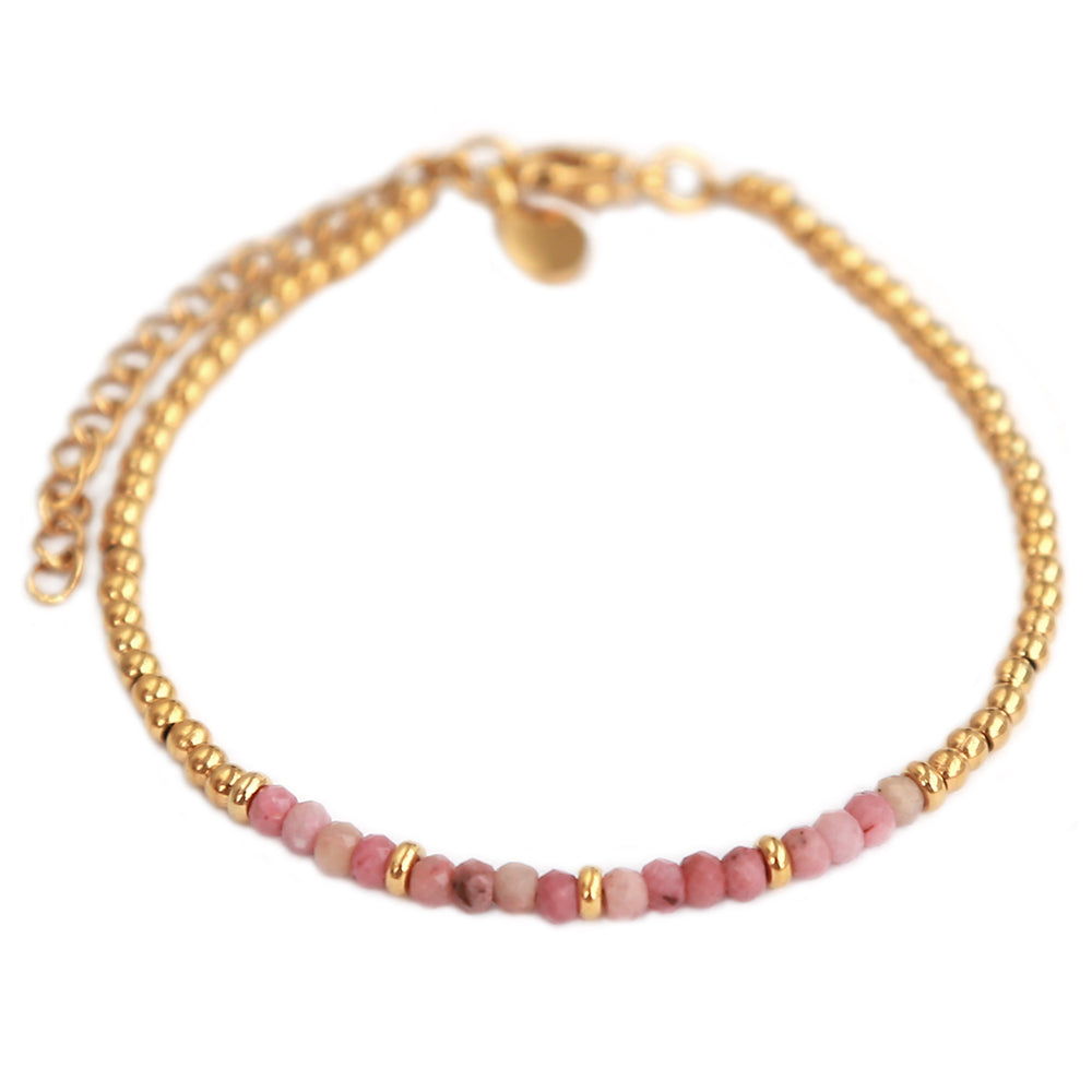 Bracelet doré facetté rose