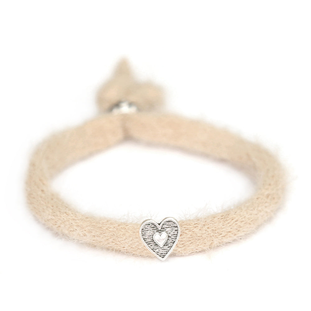 Armband fluffy beige zilver