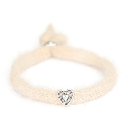 Armband flauschig creme silber