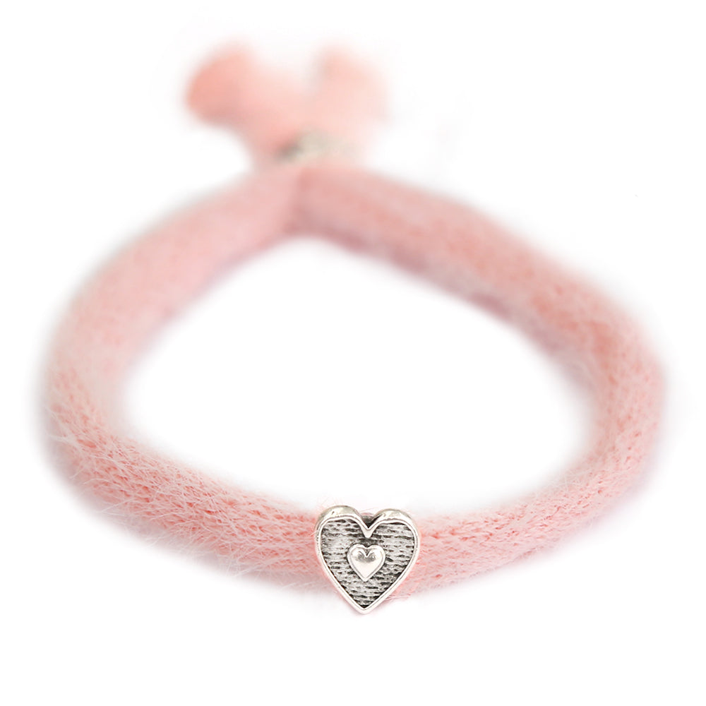 Armband fluffy lichtroze zilver