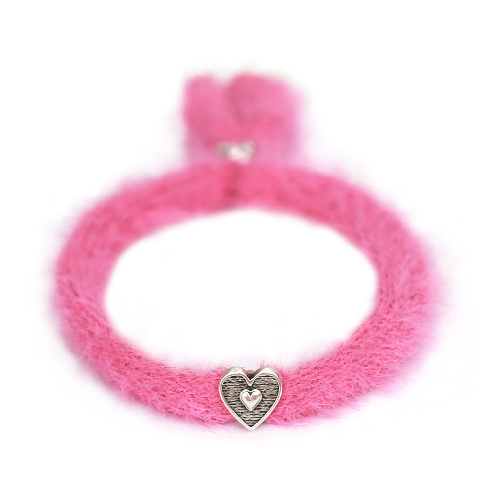 Bracelet fluffy rose argent