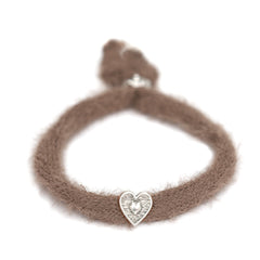 Armband fluffy taupe zilver