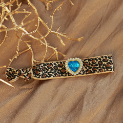 Armband luipaard strass blauw