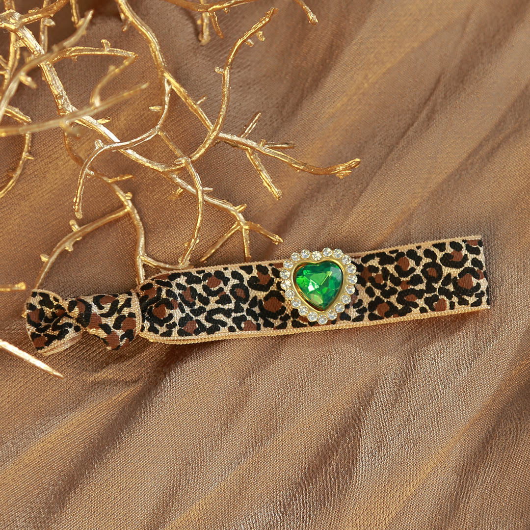 Armband luipaard strass groen