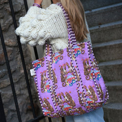 Blockprint shoulder bag leopard purple