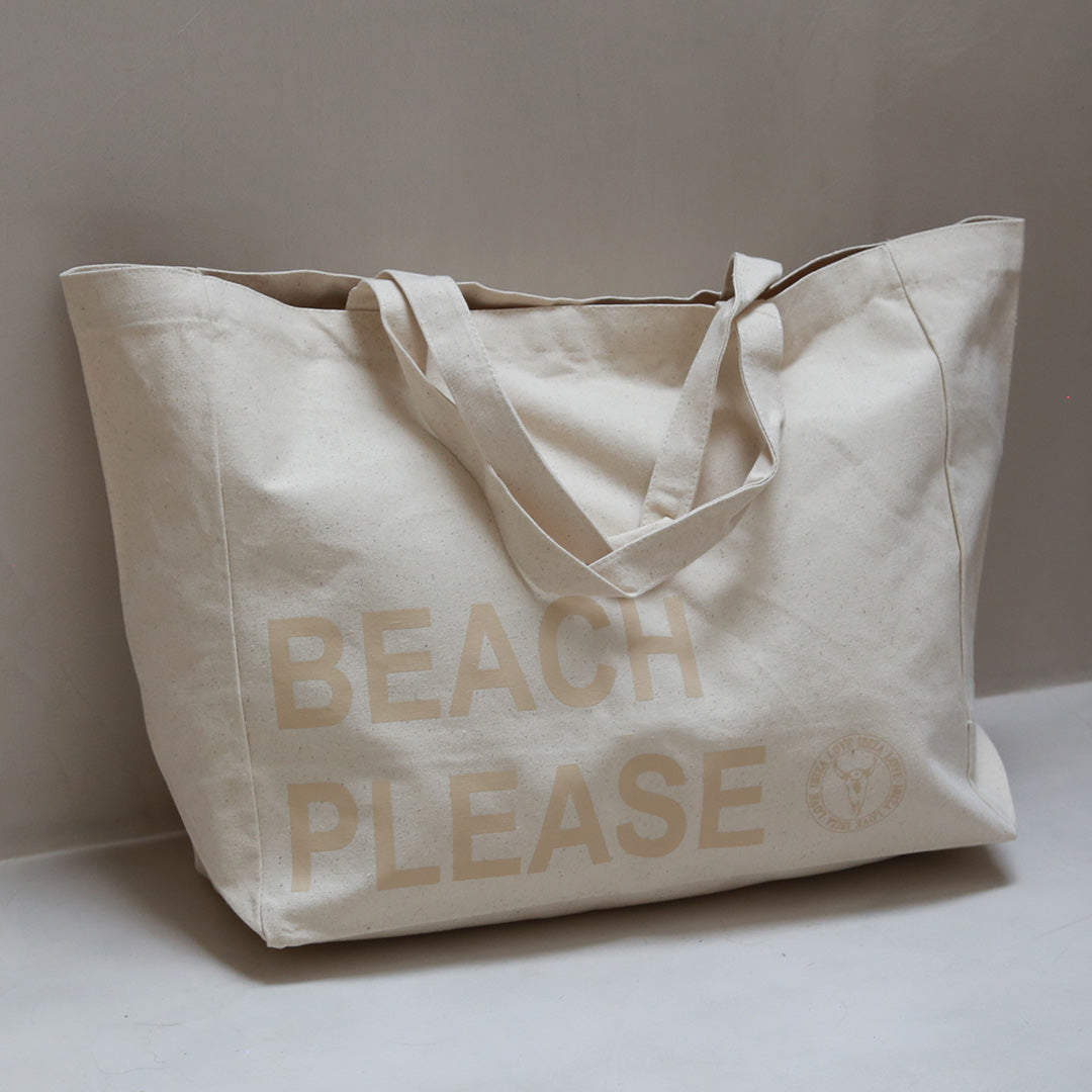 Canvas beach bag beach please beige