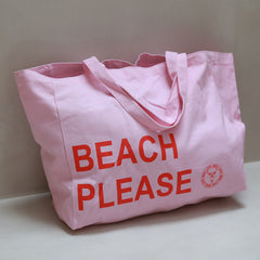 Canvas beach bag beach please pink