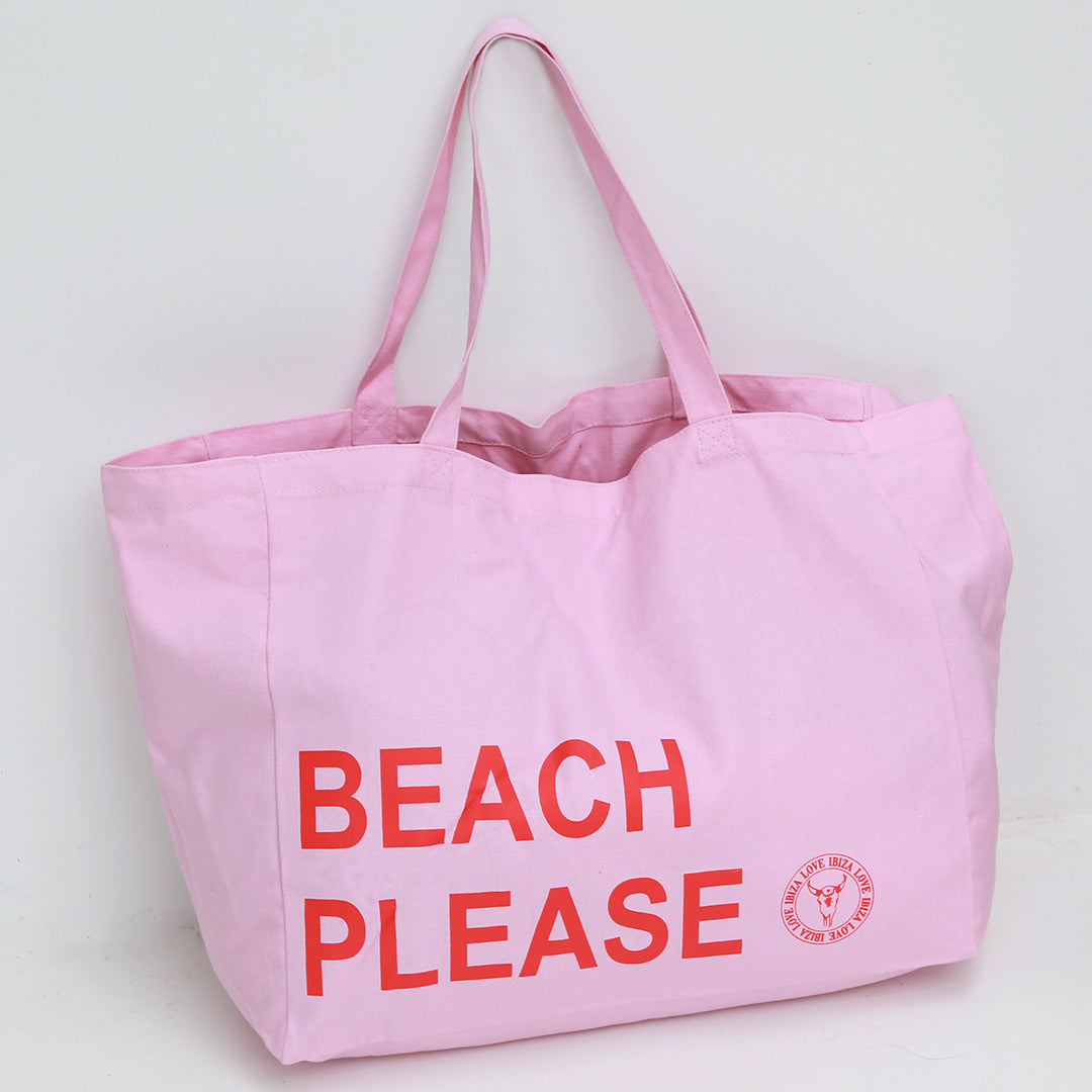 Sac de plage en toile beach please pink