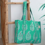 Blockprint schoudertas mint