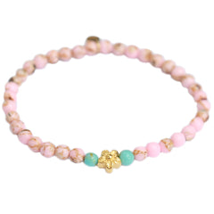 Bracelet pink stone flower gold