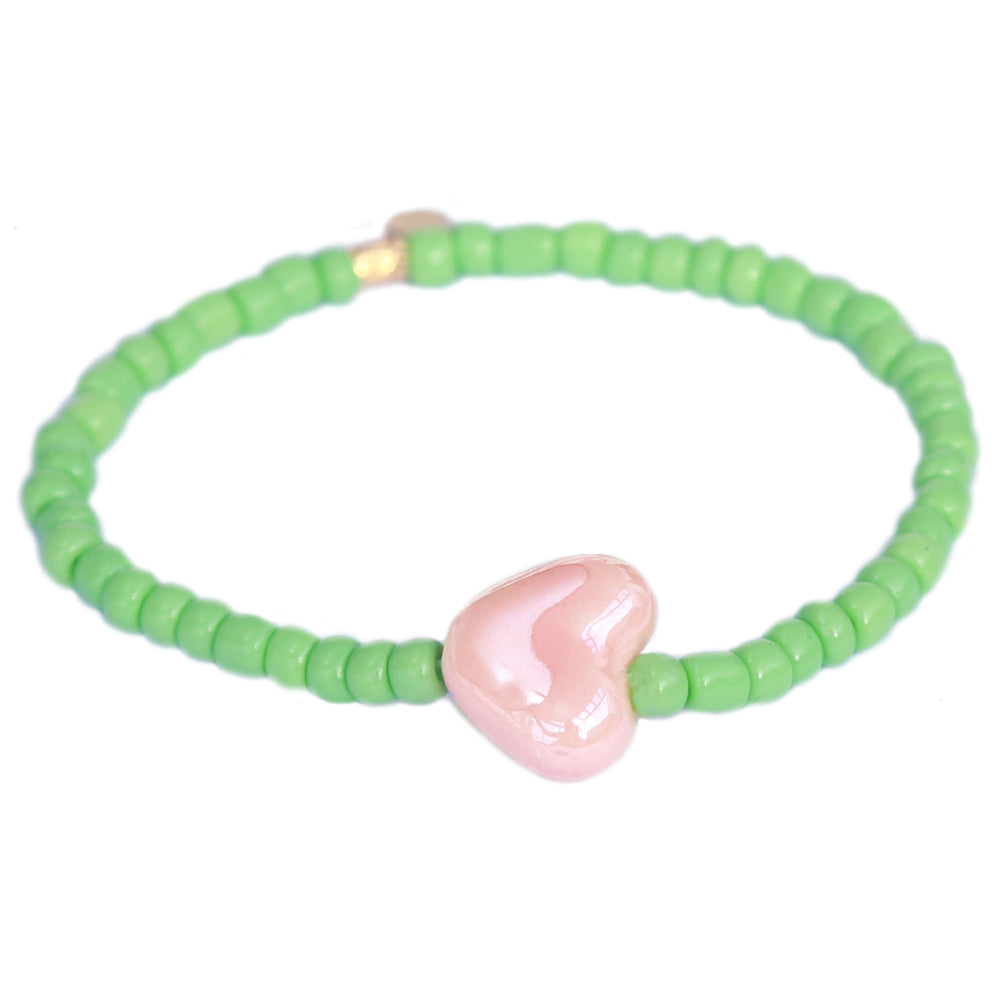 Bracelet stone heart green