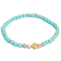 Armband turquoise stone flower gold