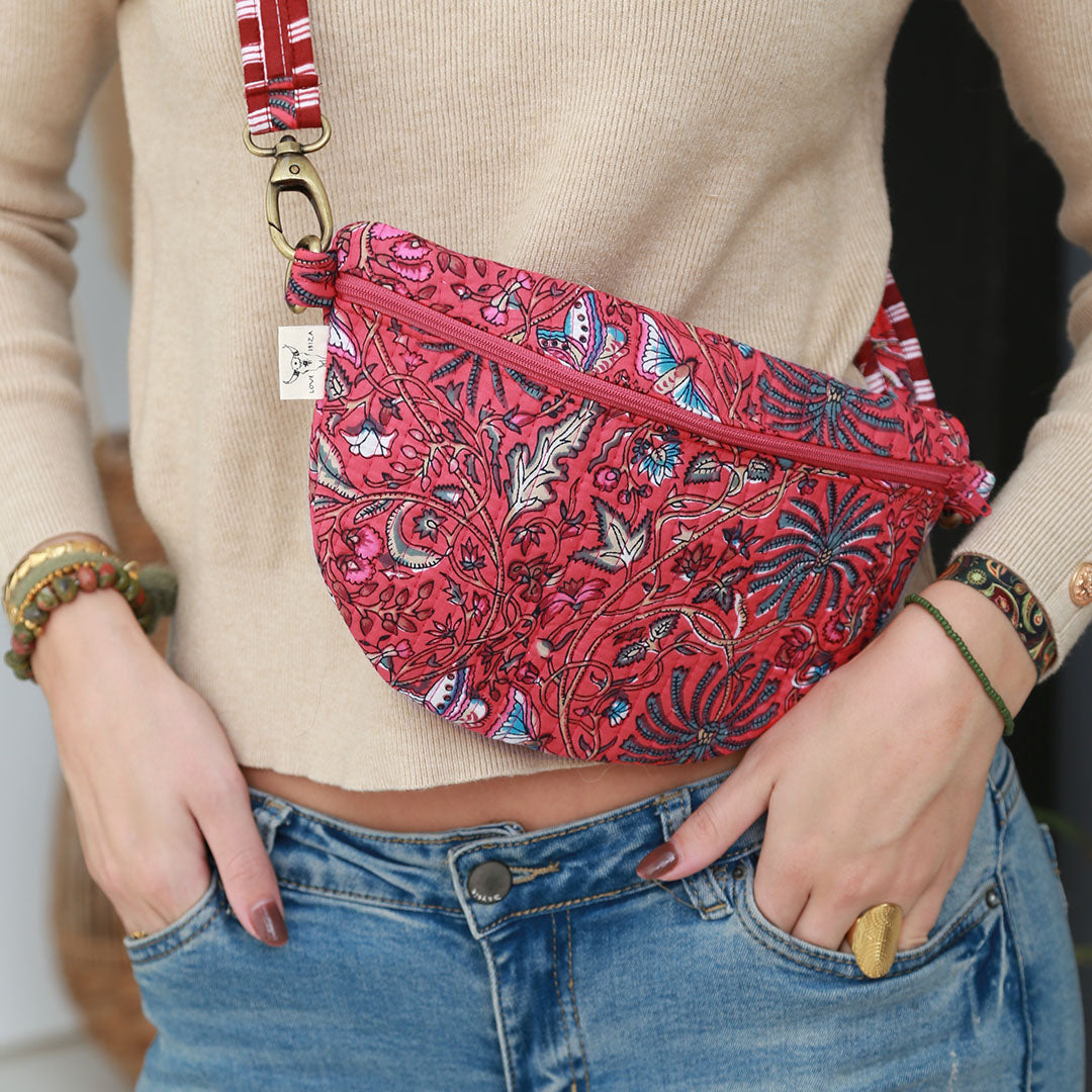 Crossbody tas flower rood