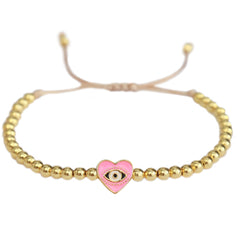 Armband evil eye pink heart gold