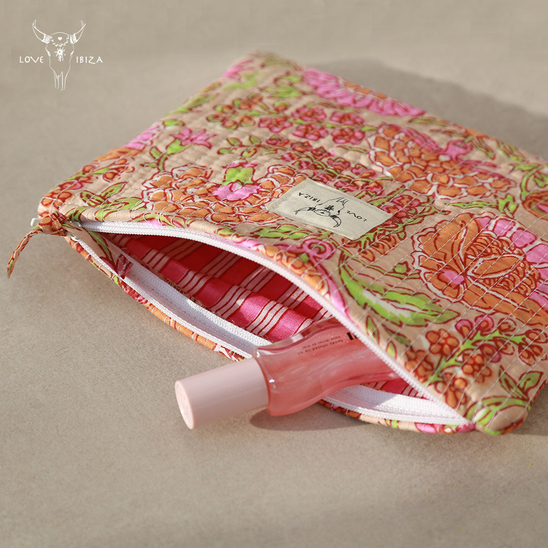 Trousse de maquillage fleur orange