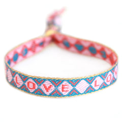 Geweven armband blauw love