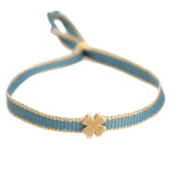 Bracelet tissé trèfle bleu