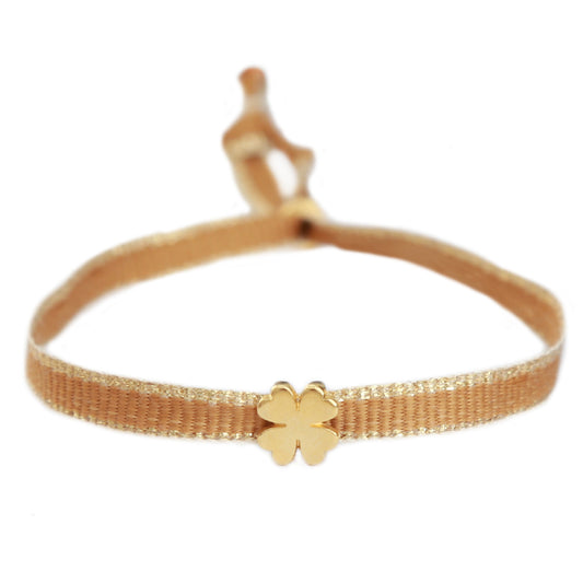 Gewebtes Armband Kleeblatt gold