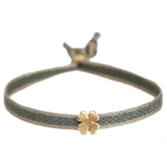 Bracelet tissé trèfle olive