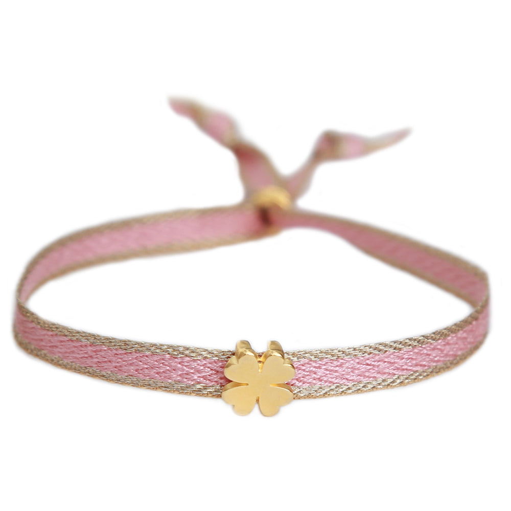 Gewebtes Armband aus rosa Kleeblatt