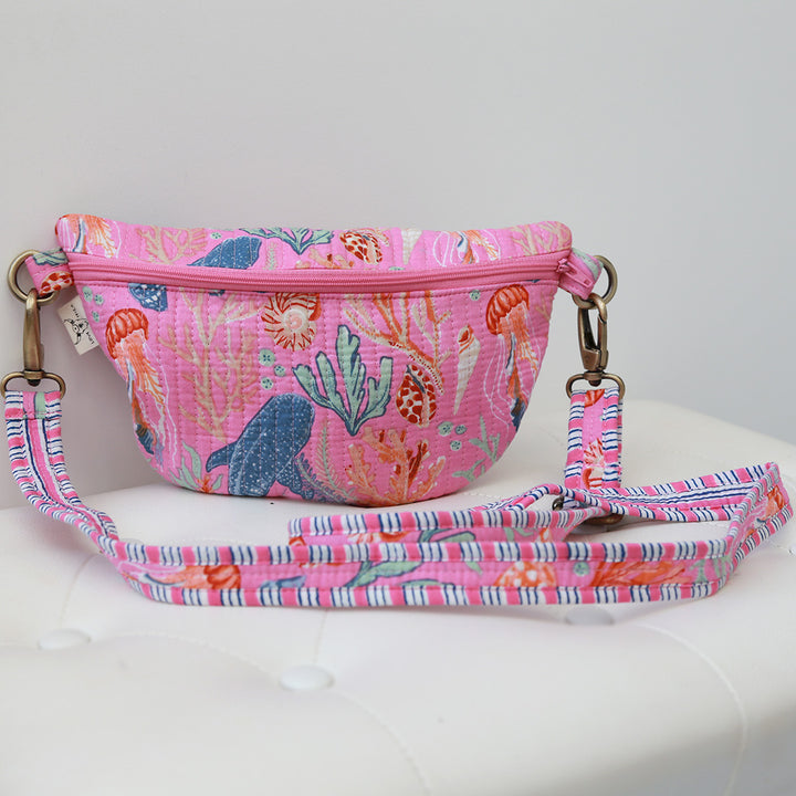 Block print fanny pack Fez under the sea