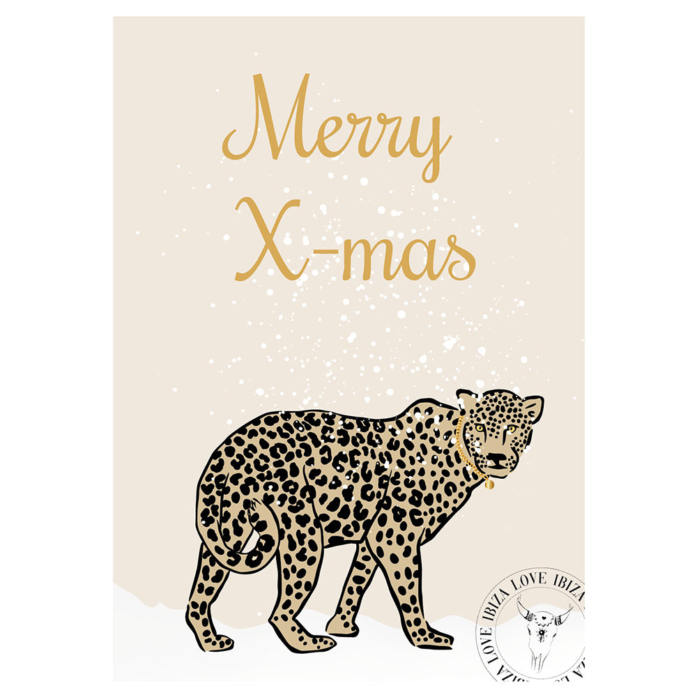 Card - Merry x-mas leopard