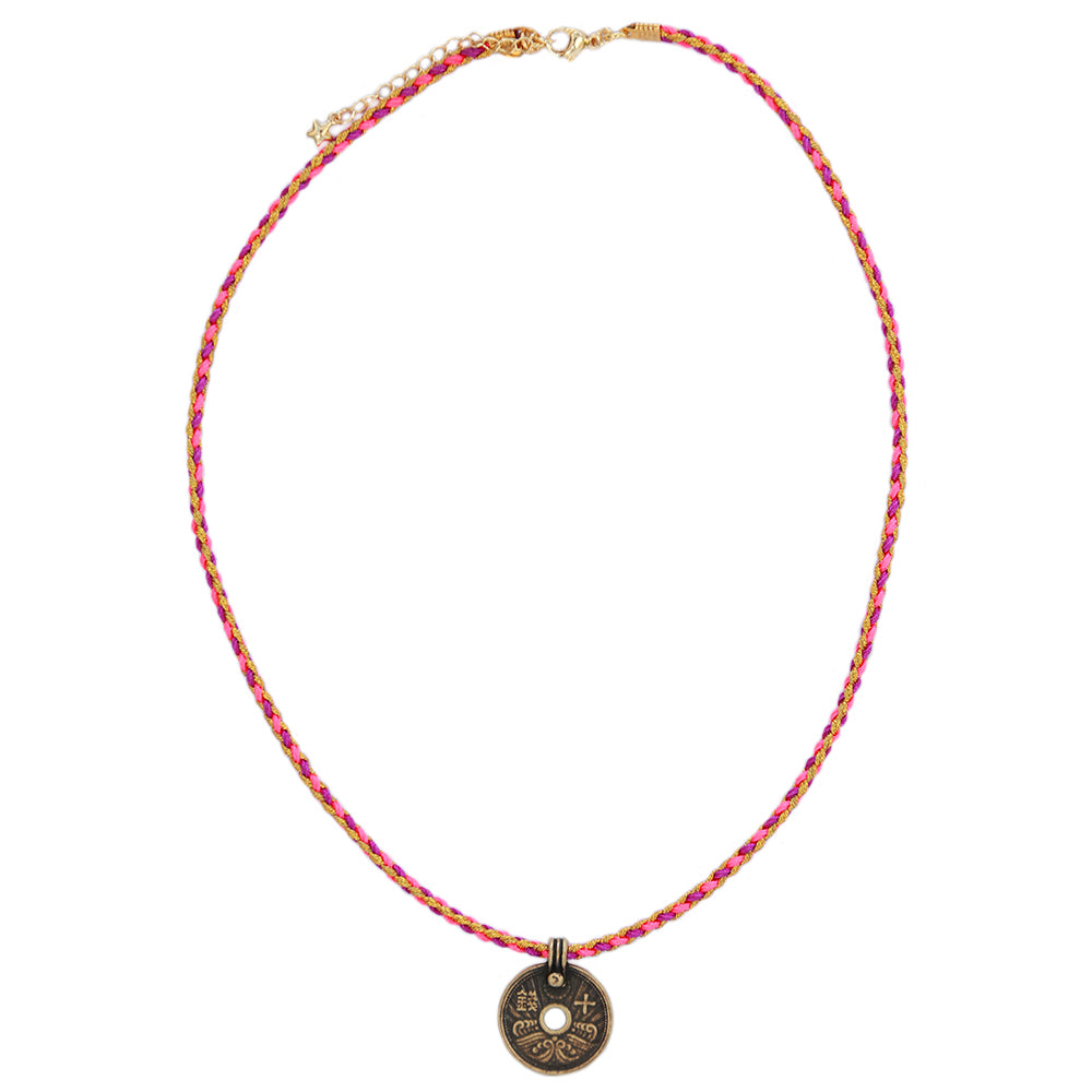 Ketting tibetan amulet roze