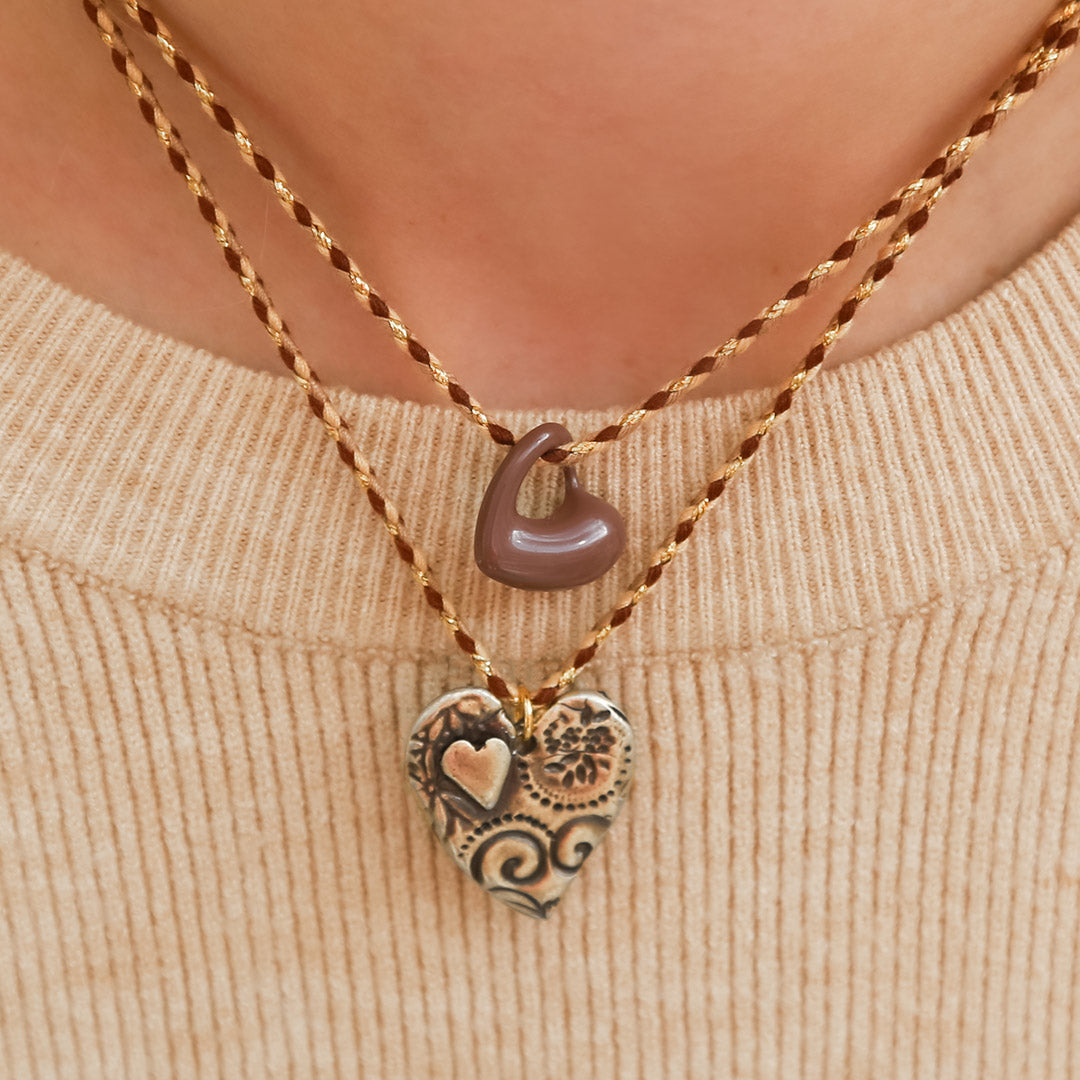 collier coeur en bronze