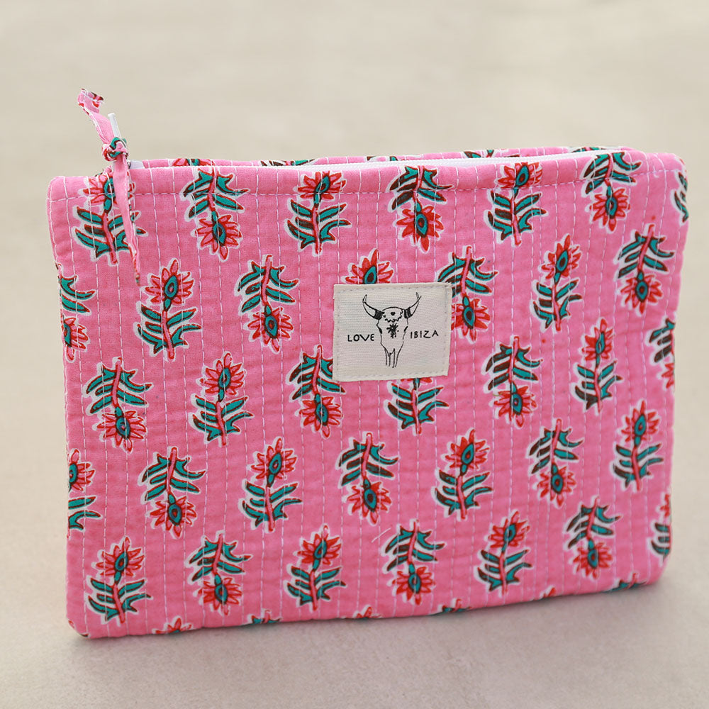 Trousse de maquillage fleur rose