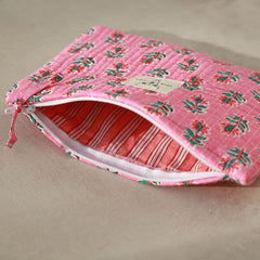 Trousse de maquillage fleur rose