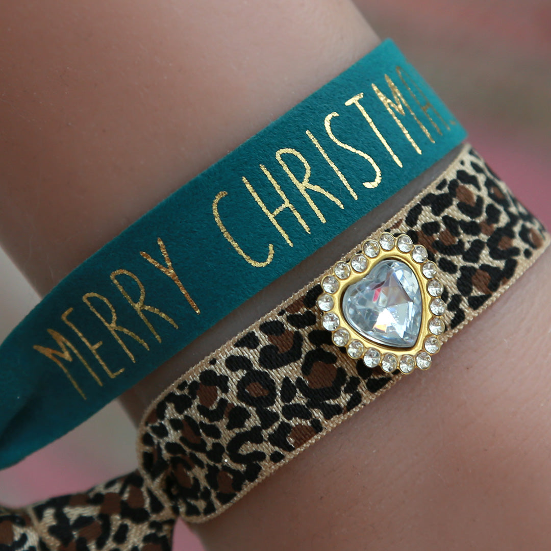 Suede bracelet Merry Christmas sea green