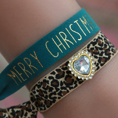 Suede bracelet Merry Christmas sea green