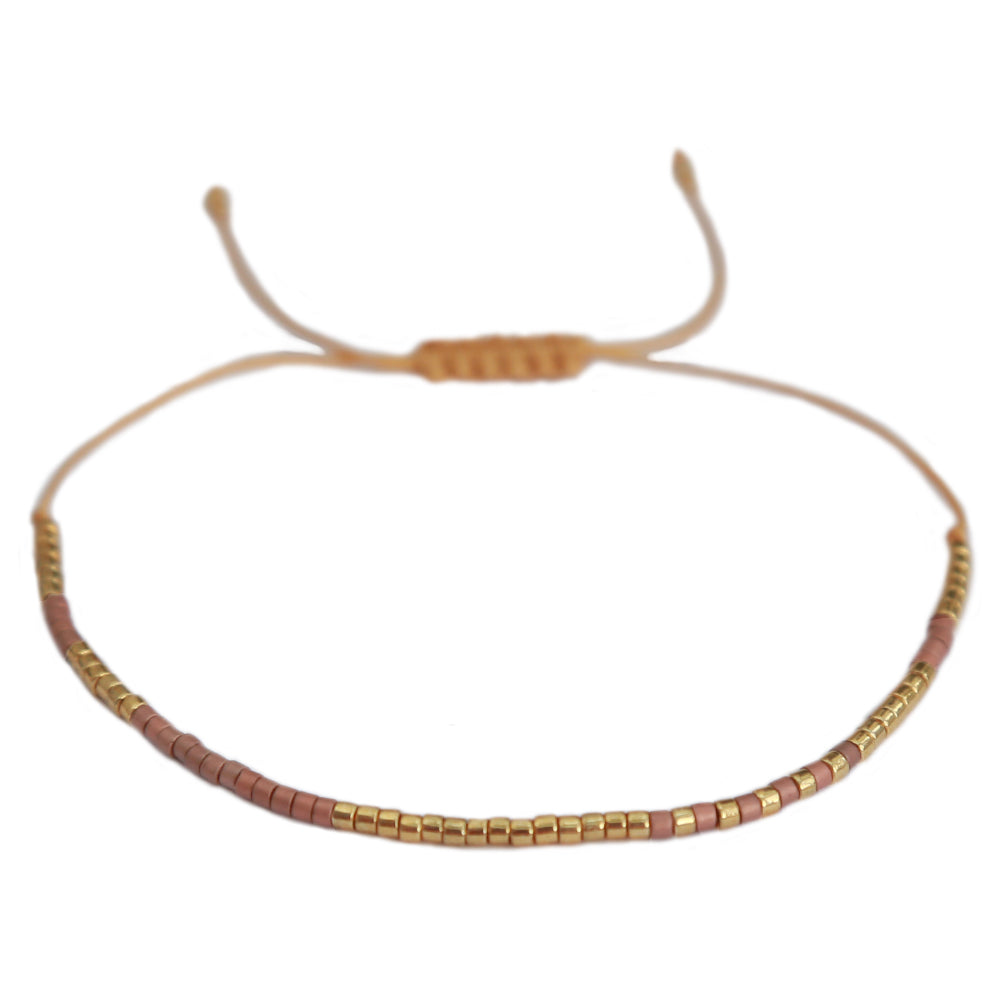 Miyuki armband cognac gold