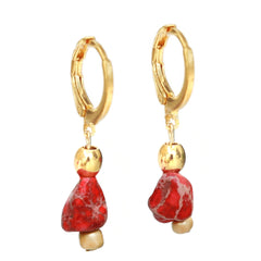 Gold earrings vedra marble red