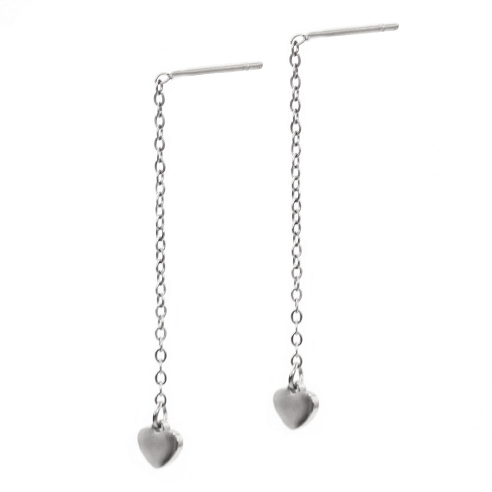 Boucles d'oreilles argent chaîne coeur