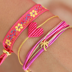 Wrap bracelet pink palm