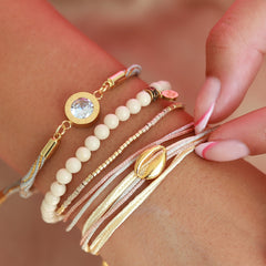 Wrap bracelet  ivory cowrie