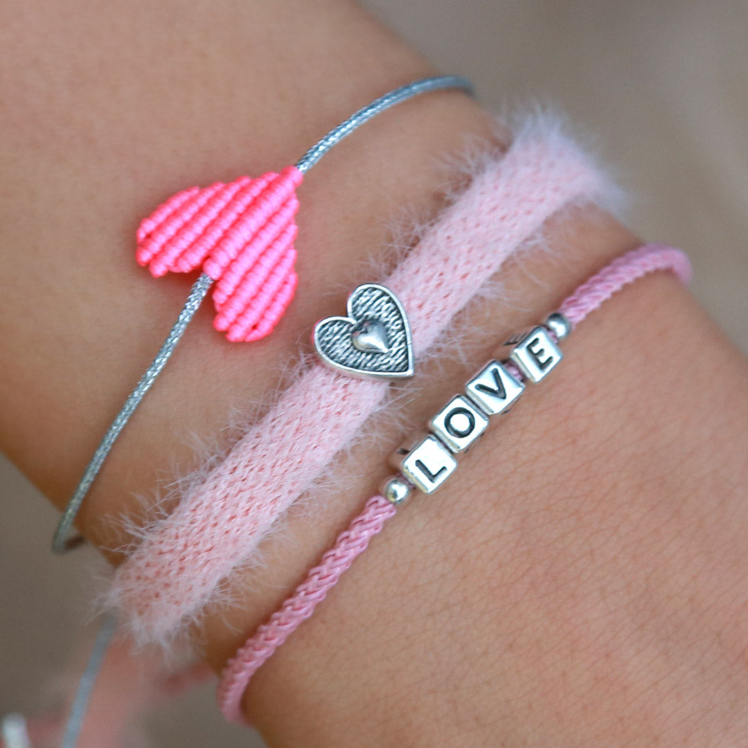 Bracelet baby pink heart silver