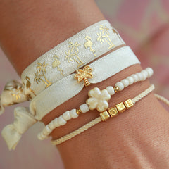 Armband klaver steen creme