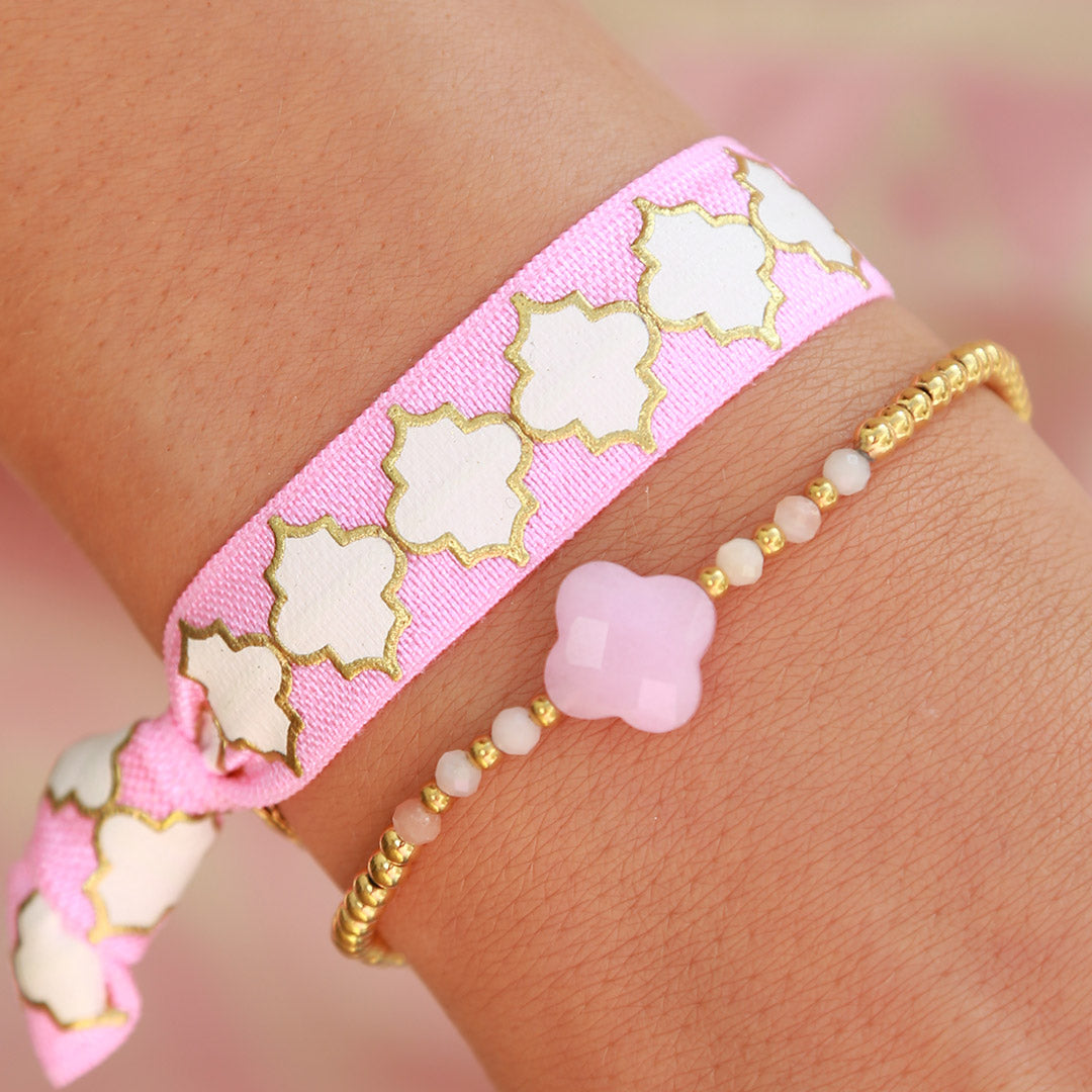 Bracelet facette trèfle rose