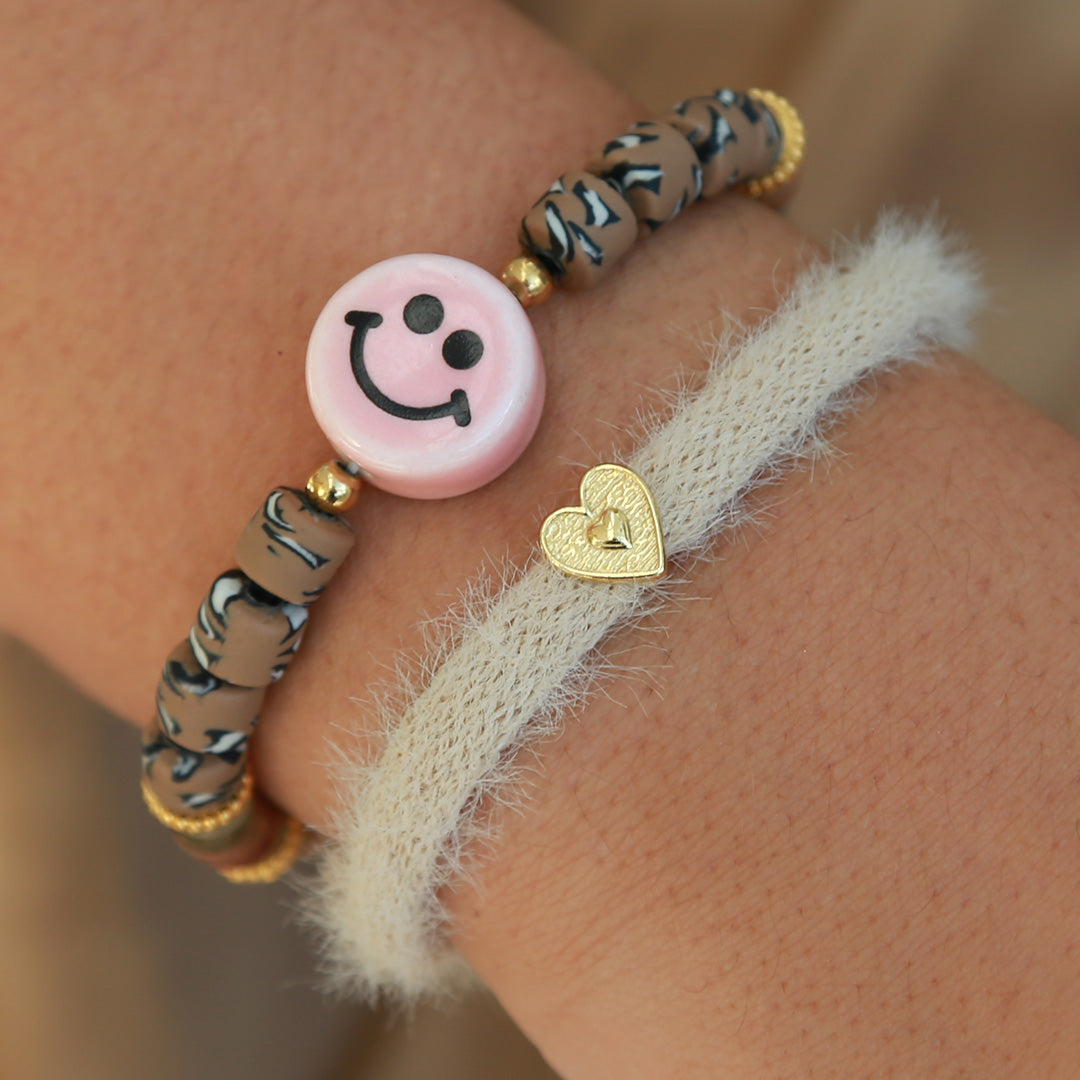 Bracelet smiley marron