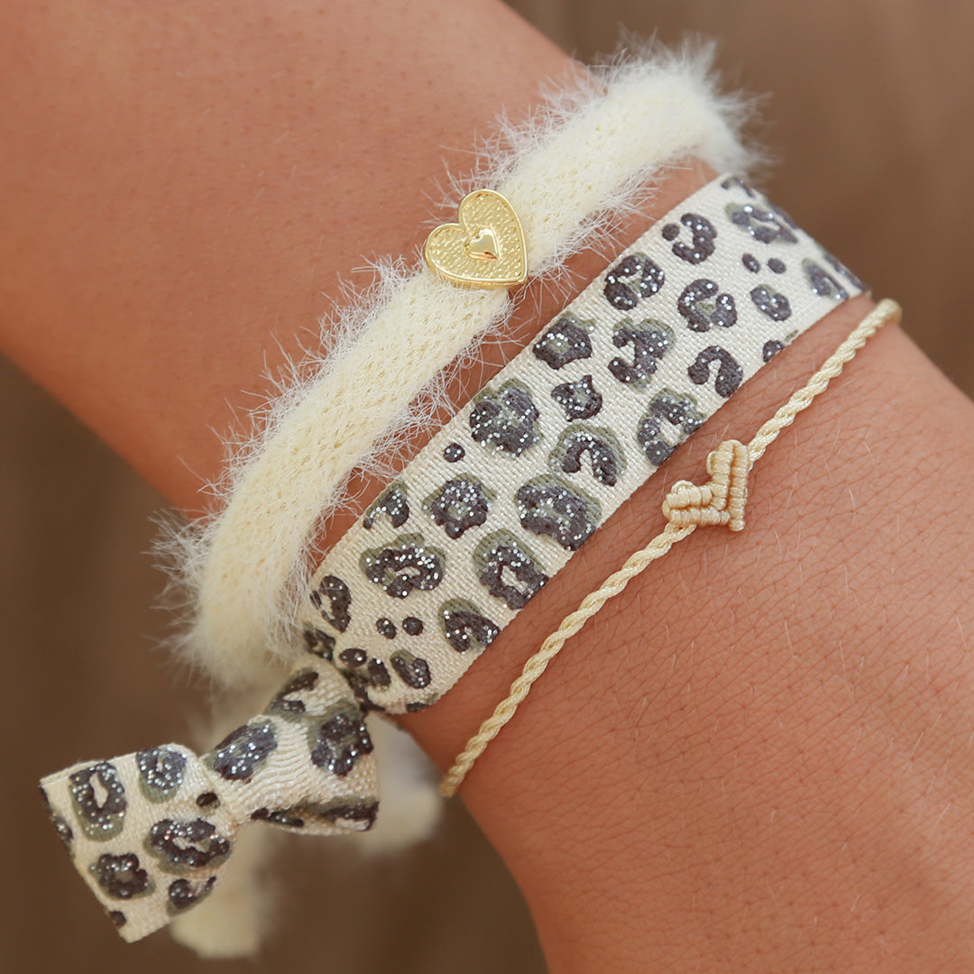 Set armbanden cream leopard