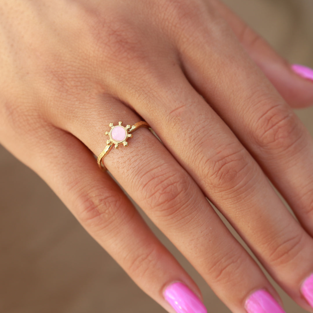 Gouden ring sunshine roze